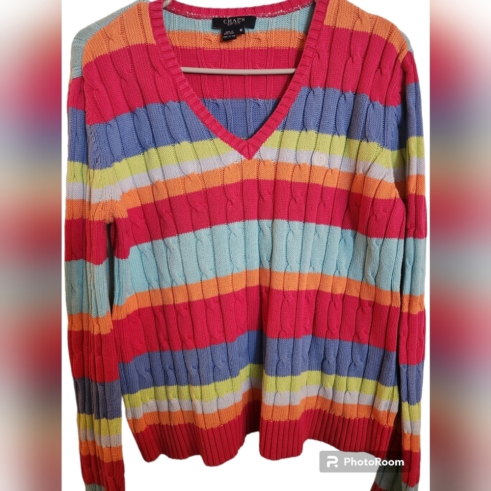 Chaps Women's Medium Wide Stripe Sweater